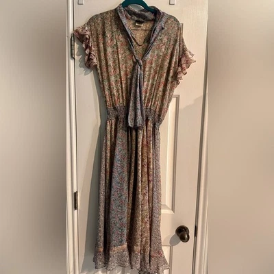 Vestido maxi Diane Freis vintage floral com babado P? (Sem etiqueta de tamanho) Cottagecore Boho - Imagem 1 de 4