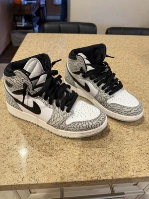 size 6.5 Y- Air Jordan 1 Retro OG High White Cement - Image 1 of 4