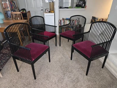 Charles Stendig Sillones Italianos Negro Lacado Listón Respaldo Italia - Juego de 4 Foto 1 de 4