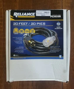 Reliance Controls PC3020R 20 FT Generator Power Cord-L14-30 / 30A/7500W/125/250V - Picture 1 of 5