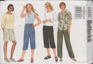 Pantalones, pantalones cortos, tops Butterick 6600 Easy Cargo patrón talla grande 28W-32W sin cortar - Imagen 1 de 4