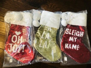 Pottery Barn Reversible Sequin Stockings Christmas Decor No Mono Teen Set 3 Teen - Picture 1 of 8