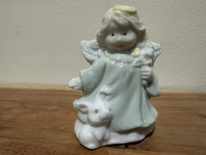 Angel Spring Porcelain Mini EASTER With White Bunny Lovely Gloss Finish 2 3/4” - Picture 1 of 4
