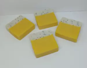 Handmade Lemon Lemony Zest Poppy Seed Soap Bars Lot of 4 - Picture 1 of 3