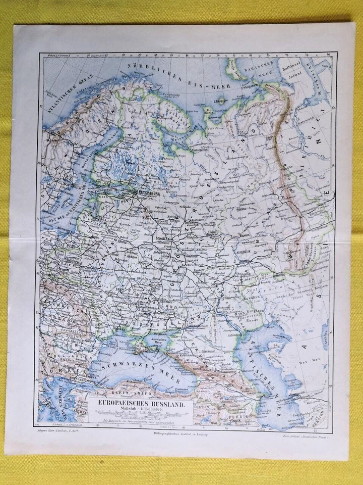 Mapa geográfico vintage de Europa oriental soviética de 1899 Rusia original soviético C11-9 Foto 1 de 3