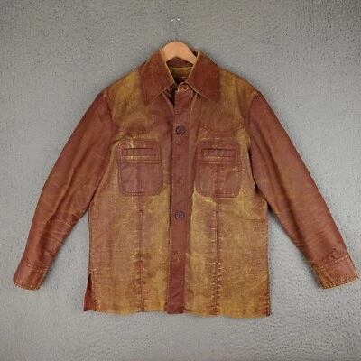 Vintage Sears Western Outdoor Wear Jacket Mens Medium Brown Faux Leather Lined - Image 1 of 4