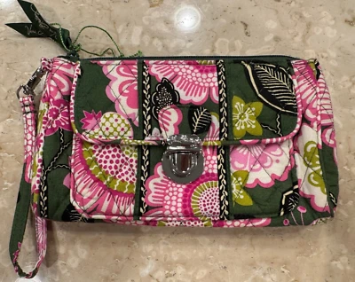 Cartera de muñeca Vera Bradley Pushlock rosa oliva Foto 1 de 4