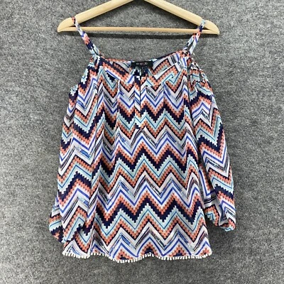 Blusa Energie Mujer S Pequeña Azul Rayas Hombro Frío Manga Larga Cuello Cuadrado Foto 1 de 4