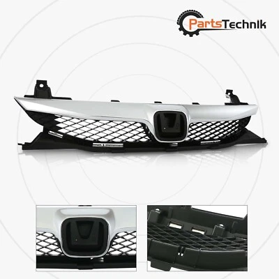 Fits For 2009-2011 Honda Civic Sedan Chrome Front Bumper Grille Gloss Black Trim Foto 1 de 4