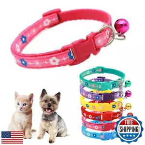 Hot Pink Small Dog Collar with Bell,Flower Cat Collar Girl Cute Fancy Puppy C - Picture 1 of 5