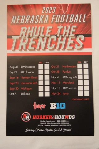 2023 NEBRASKA CORNHUSKERS HUSKER FOOTBALL SCHEDULE POSTER NEW 11 X 17 MATT RHULE Cover
