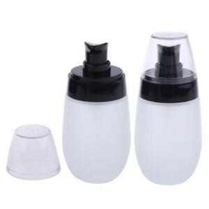 2pcs Travel Frosting Glass Refillable Empty Pump Lotion Spray Bottle 50ml