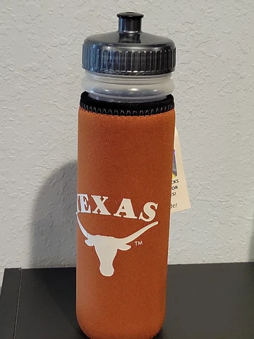 NCAA  Texas Longhorns Squeezy Water Bottle Neoprene with Tags Cover
