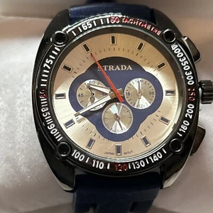 Men's Watch by STRADA Japanese Movement w/Blue Silicone Strap Large Dial NEW Box - Picture 1 of 11
