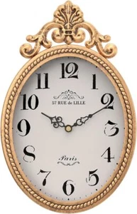 Small French Retro Decorative Wall Clock, Antique Gold Vintage Oval Style,Silent - Picture 1 of 2