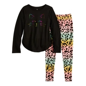 NWT~Girls SO 3-Piece Rainbow Cat Tunic & Thermal Leggings Pajama Set W/Socks ~16 - Picture 1 of 1