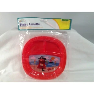New Angel of Mine Divided Plate Red Pirate 7.75 x 7.75 Kids Hard Plastic - Picture 1 of 3