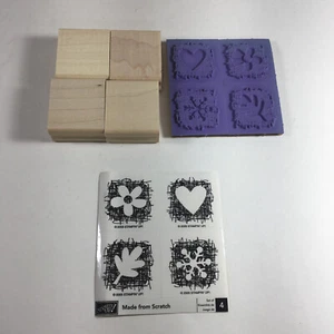 STAMPIN UP RUBBER STAMPS - "MADE FROM SCRATCH" - 4 PIECE SET NEVER MOUNTED - Picture 1 of 5