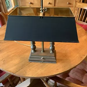 Vintage Bankers Lamp Black / Brass Shade Four way Pull switch 19” X 17” - Picture 1 of 12