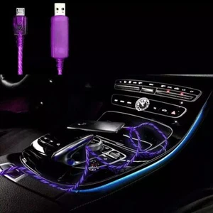 10x Micro USB Cables Charge Sync Purple Light up Pulse Electroluminescent 3 Feet - Picture 1 of 3