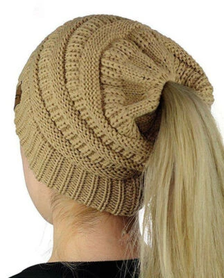 GC Tail Desordenado Moño Alto Invierno Cálido Polar Cola de Caballo Gorro Gorra Tejida LOTE 1-12 Foto 1 de 2