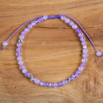 Pulsera Delicada Piedra Jade Lavanda Natural 4mm Piedra Púrpura Pulsera Minimalista Foto 1 de 2
