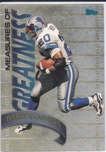 BARRY SANDERS 1998 Topps MEASURES OF GREATNESS Insert Football Card DETROIT LION - Picture 1 of 2