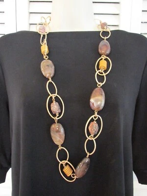 COLLAR ANTHROPOLOGIE TONO DORADO CUENTAS NUEVO CON ETIQUETAS Foto 1 de 2