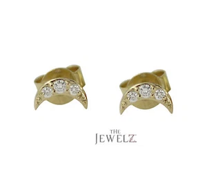 14K Gold 0,10 KT VS/F-G Diamant Halbmond Ohrstecker - The Jewelz - Bild 1 von 6