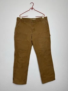Carhartt Duck Double Knee Front Work Pants Rugged Flex Relaxed 38x30 Brown Tan - Picture 1 of 19