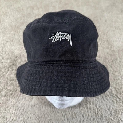 Stussy Hat Bucket Fitted Mens L/XL Black Embroidered Logo Streetwear Cotton - Image 1 of 4