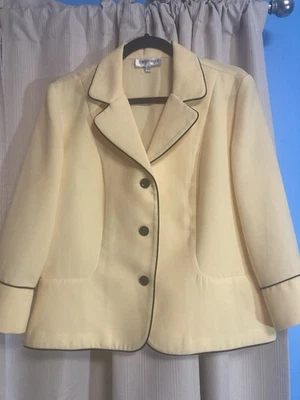 Yellow Blazer Jacket 12 Black Trim Long Sleeve Vintage Studio 1 Office Lined - Image 1 of 4