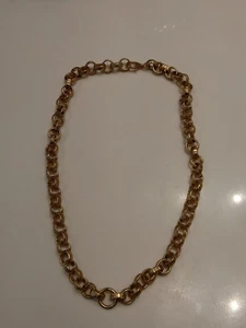 Victorian Style Gold Plated Chunky Rolo Link Chain Necklace 22 Inches - Picture 1 of 4