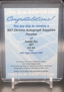 2025 Sapphire Jazmin Nyx NXT Chrome Autograph Sapphire Parallel Redemption Card - Picture 1 of 2