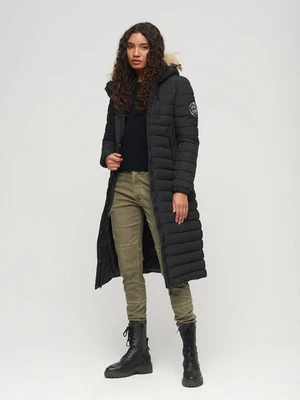 Superdry Women's Fuji Hooded Longline Puffer Black Coat rrp £120. - Image 1 of 4