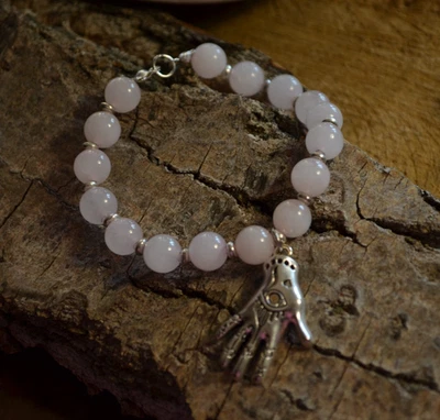 Pulsera de mano zodiaco de cuarzo rosa horóscopo joyería de cristal regalo de astrología Wicca Foto 1 de 4