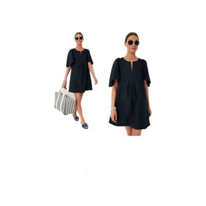 Pomander Place Black Finley Flutter Sleeve Relaxed Fit Mini Dress Size XL NWT - Picture 1 of 11