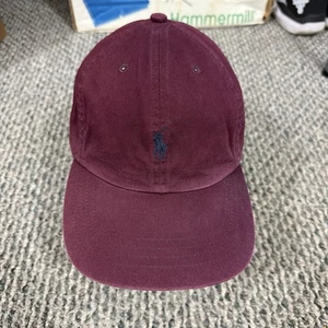 Vintage Polo Ralph Lauren Hat Adult Pony Leather Strap 90s Burgundy Preppy NEW - Picture 1 of 7