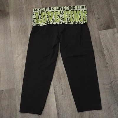 Y2K Victoria's Secret PINK VS Foldover Yoga Capri Pants Bling XS Lime Green 2012 - Image 1 of 4
