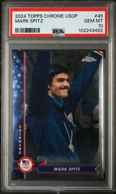 Tarjeta 2024 Topps cromada olímpica de Estados Unidos y Para Tm- Mark Spitz #45 PSA GEM MT 10 Foto 1 de 2