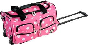 Carry On Flight Bag 22 Inch Luggage Rolling Wheels Handle Flying Pink Polka Dot - Picture 1 of 1