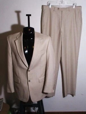 JOS. A. BANK Beige Tan Wool/Cotton 2 Pc Suit Men's Size 41 Long, 36X35 - Image 1 of 4