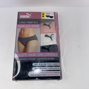 Puma Ladies 4-pack Cotton Stretch Bikini Underwear - S, New, Open Box