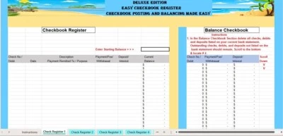 Checkbook Register Excel Spreadsheet, For PC or Android + FREE Budget Template - Image 1 of 4