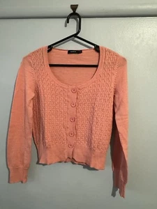 Marcs Pink Merino Wool Cardigan Size L - Picture 1 of 4