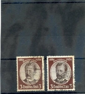 GERMANY Sc 432+VAR(MI 540ya,b)F-VF USED 1934 3pf BOTH VARIETIES, LOST COL. $900 - Picture 1 of 1