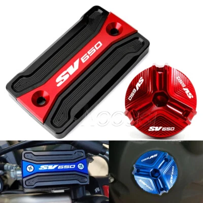 Cubierta de líquido de frenos delantero CNC para Suzuki SV650 SV 650 y cubierta de puerto de llenado de aceite Foto 1 de 4