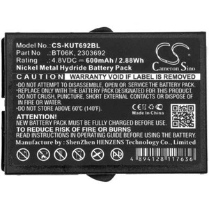Ersatzakku - CS-KUT692BL - IKUSI 2303692 / BT06K - 4,8 Volt 600mAh Ni-MH - Picture 1 of 3