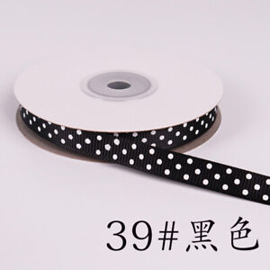 25 Yards Grosgrain Ribbon Polka Dot Spotty Decoration Craft Wrap Gift 10mm Width