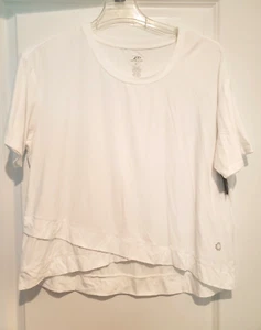 PRO PLAYER  Ladies XL Short Sleeve T-Shirt White Tulip Hem - Picture 1 of 10